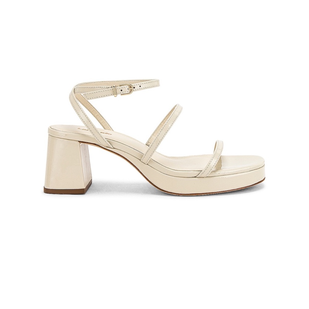 LARROUDE Gio Sandal in patent ivory, size 7.5 Women